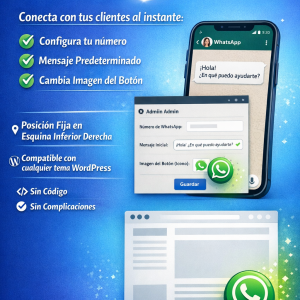 Plugin ligero que añade un botón flotante de WhatsApp personalizable a tu sitio web.